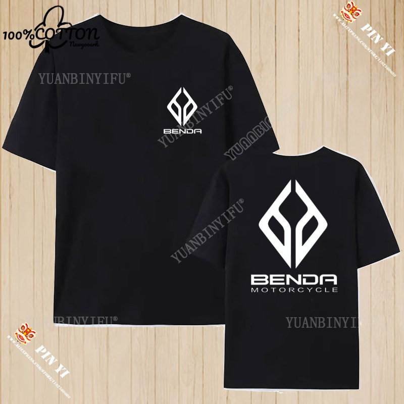 T-shirt imprimé Harajuku Benda Motorcycle, haut 100% coton, chemise unisexe à manches courtes, col rond, mode streetwear ample