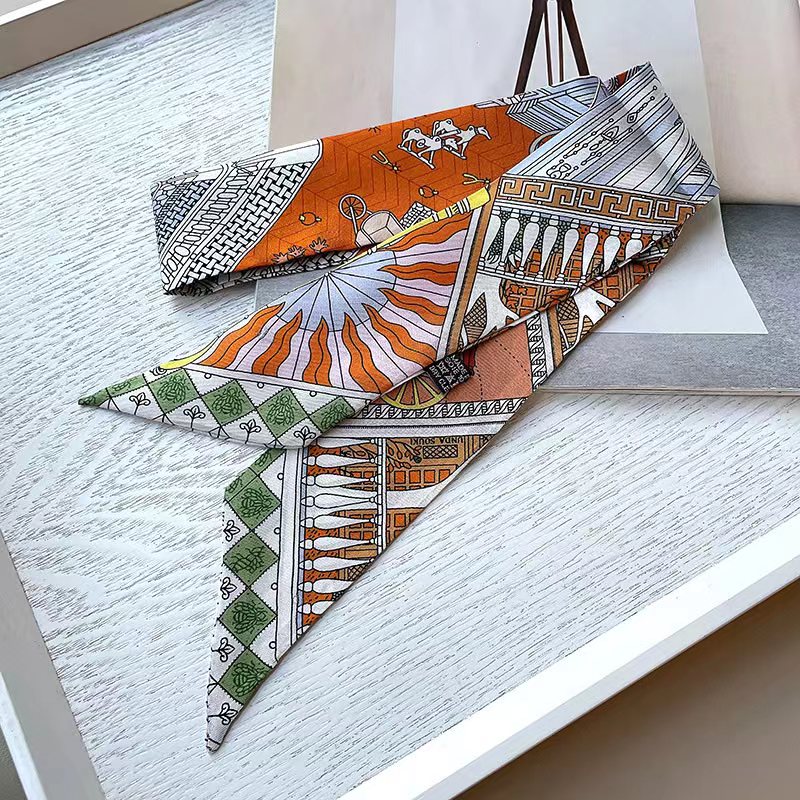 InjRing-Foulard Imprimé pour Femme, Double Couche, 86x5cm, Sous la présidence, Mode Automne 100%, 2023