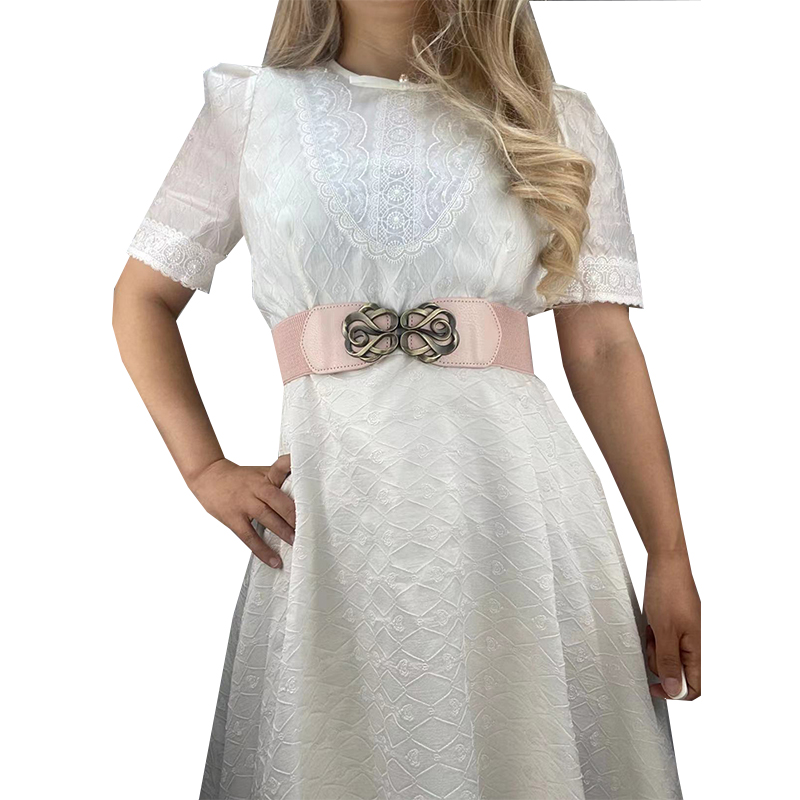 Ceinture en cuir Vintage pour femmes, pour robe, bande élastique étirée, boucle rétro en laiton