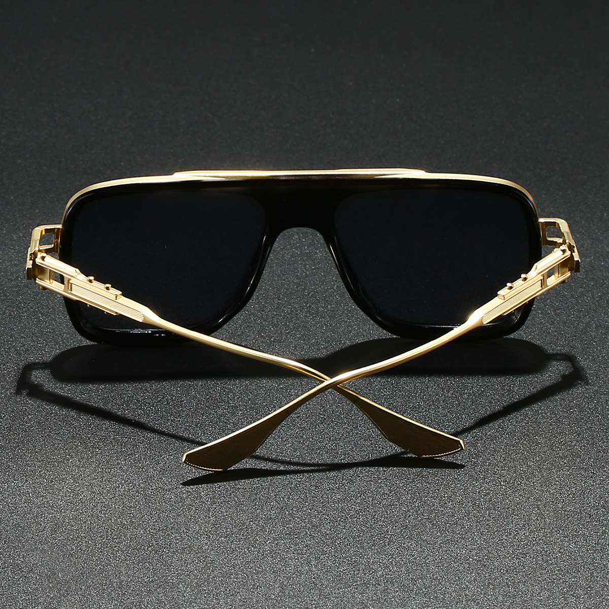 Lunettes de soleil carrées de luxe à double pont, monture intégrale en plastique et métal, verres PC UV400 non polarisés, pour hommes, style décontracté et tendance