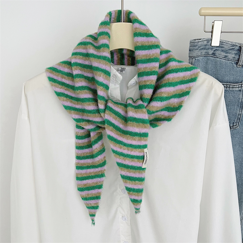 Femmes laine écharpe châle hiver multi-fonctionnel chaud doux tricoté rayé Triangle marque de mode Bandana dame foulards foulard