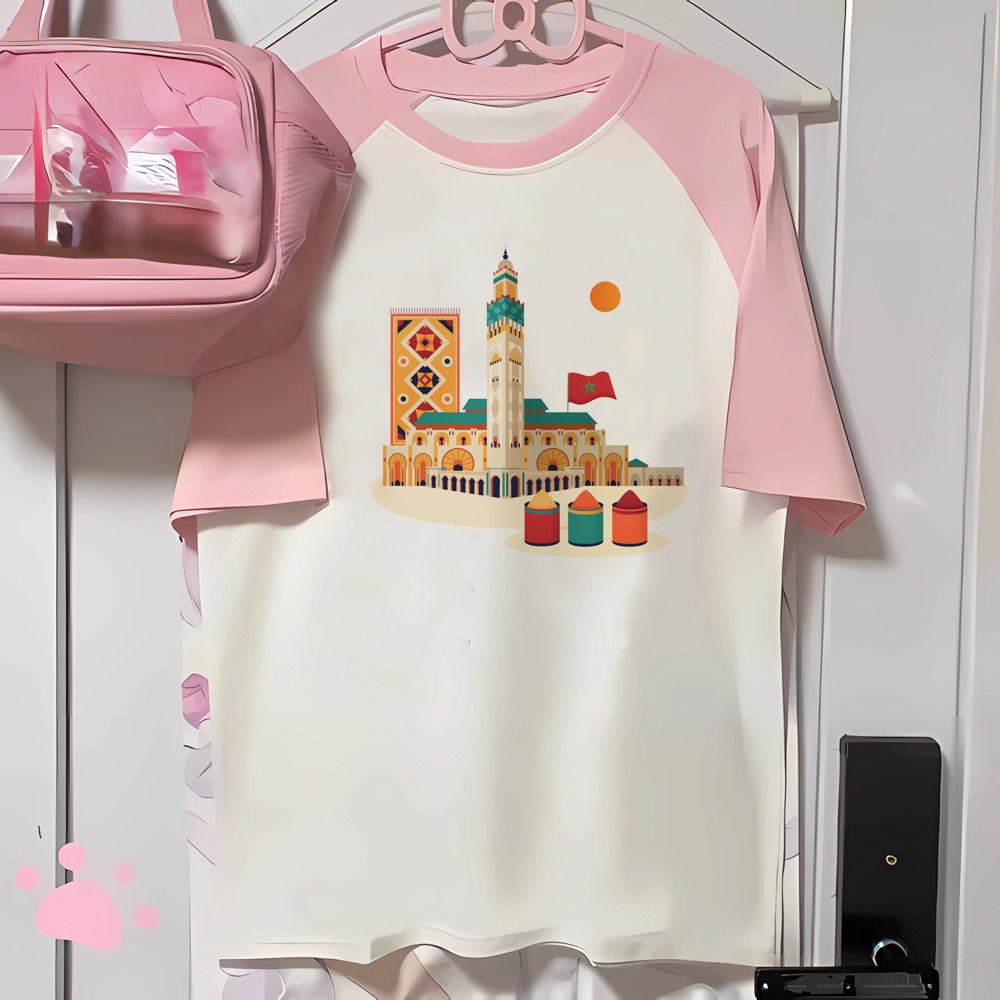 T-shirt pour Femme à Motifs Marocains, Vêtement Confortable, de Styliste Japonais, 600