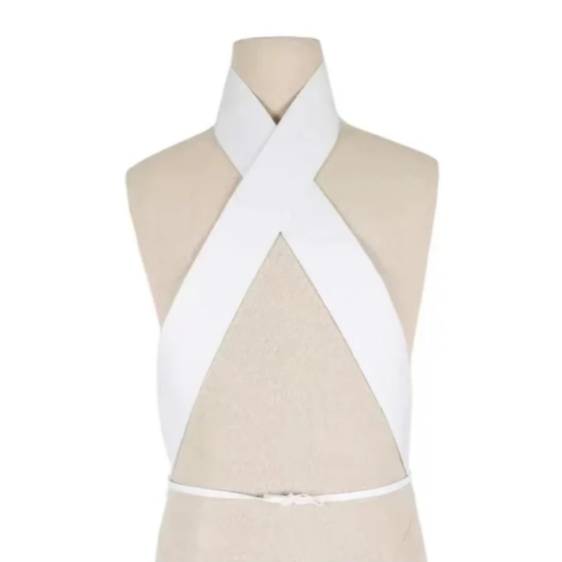 Ceinture écharpe longue blanche chinois, pour robes costumes anciens, décolleté croisé, faux col détachable, F0S4