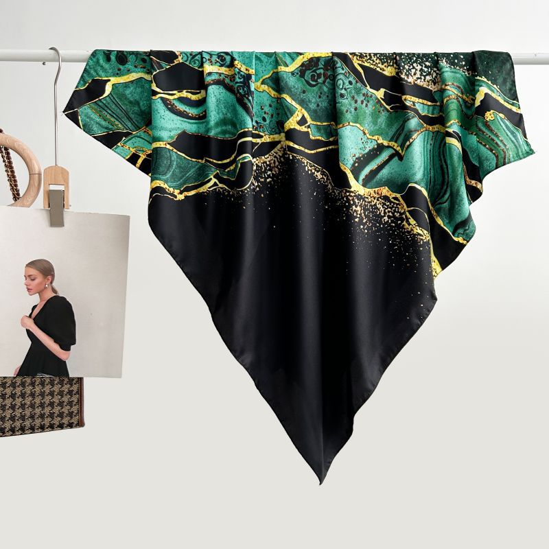 Écharpe carrée de grande taille pour femmes, écharpe de protection solaire d'été, motif imprimé, luxe, 90x90cm