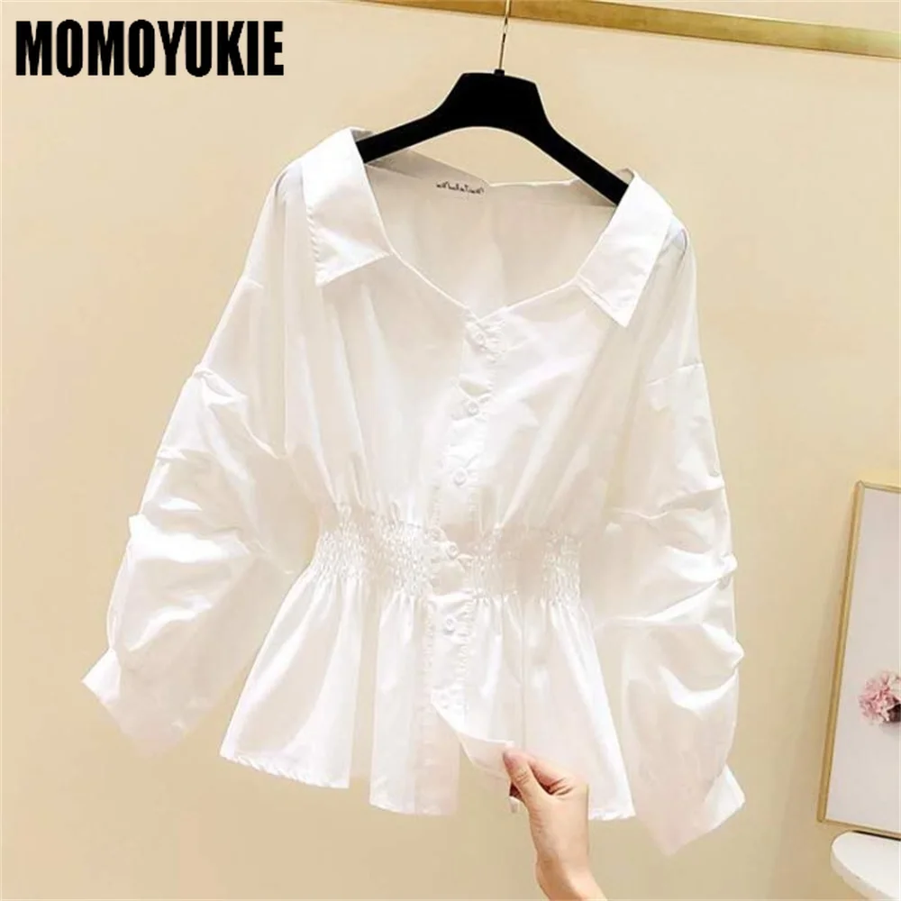 Chemise élégante pour femmes, chemises et chemisiers sexy, Blusas, chemises décontractées, hauts pour femmes, chemisier blanc à manches longues bouffantes, été 2023
