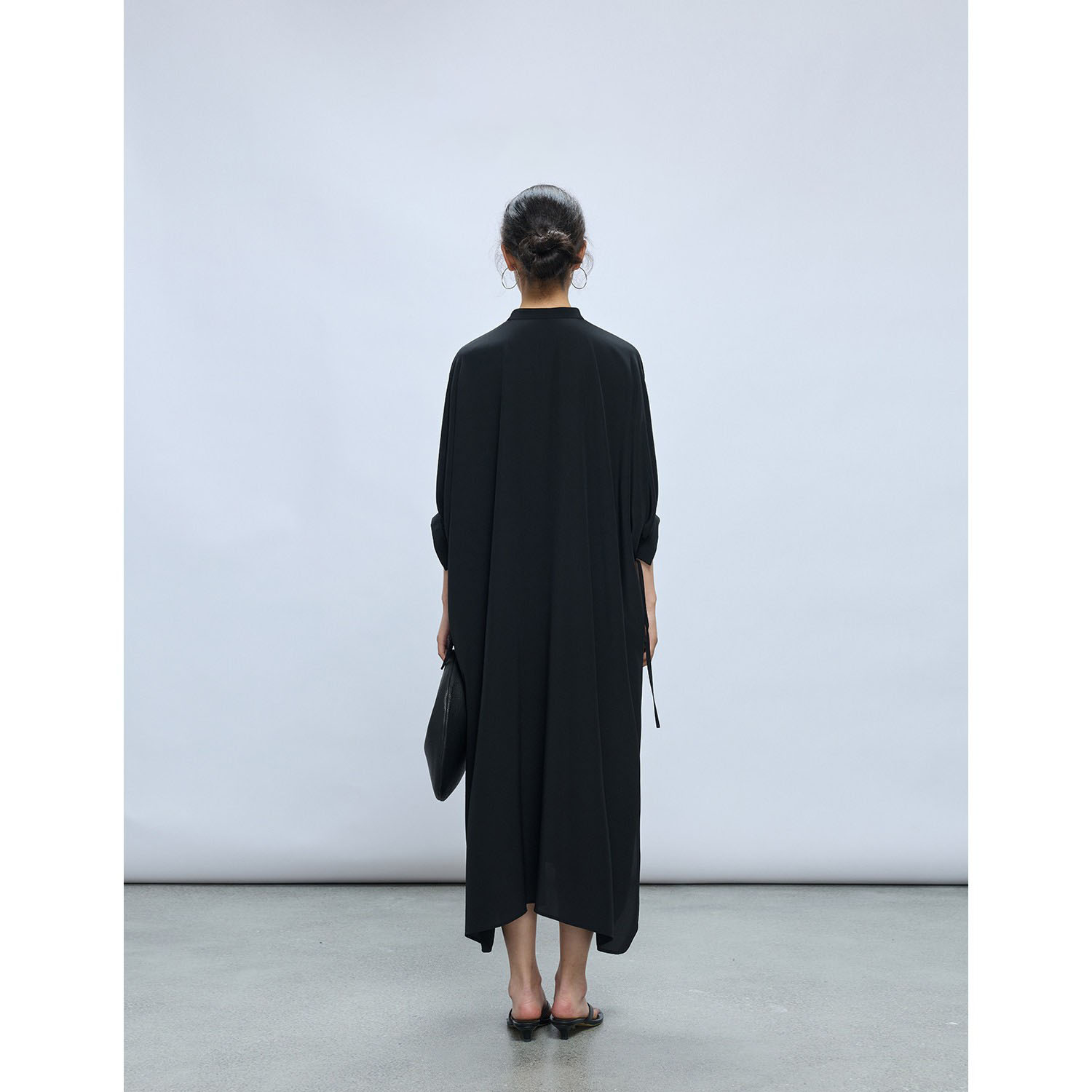 Robe en soie lourde noire, Robe en soie de mûrier, Robe longue pour femme, Nouvelle collection été