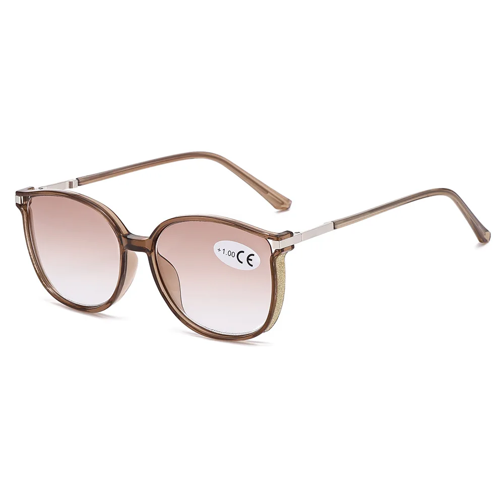 Lunettes de lecture tendance dégradé de couleur pour femmes et hommes, monture brillante de luxe, lunettes de vue lointaine unisexes carrées presbytie 0 à + 4.0