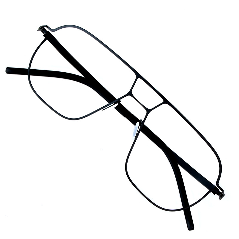 Lunettes de style pilote pour hommes, monture carrée ultra légère sans vis, marque allemande Angus, lunettes à double faisceau à jante fine