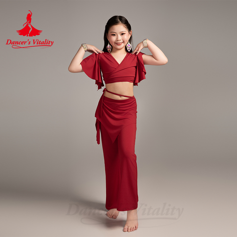 Costumes de danseuse du ventre pour enfants, vêtements d'entraînement professionnels confortables et respirants, tenue de danse du ventre orientale pour enfants