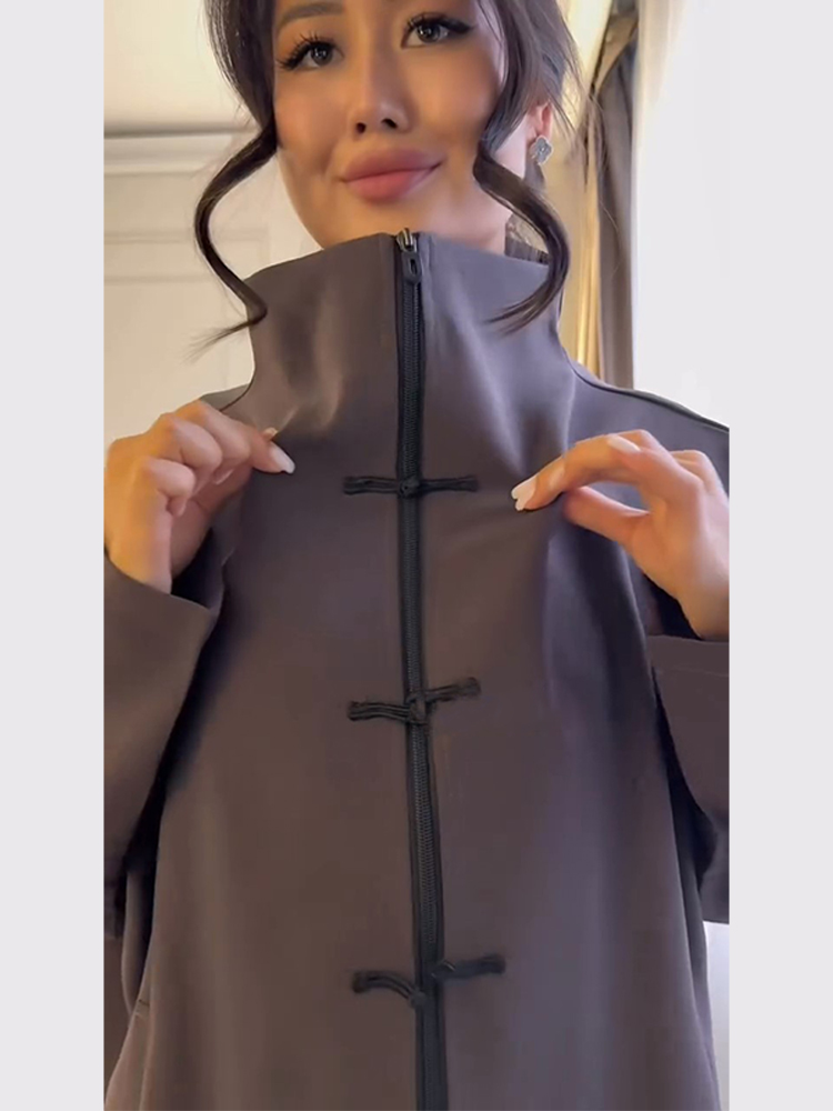 Ensemble pantalon deux pièces pour femme : Veste à boutons grenouille et pantalon large drapé à cordon de serrage – Vêtements femme printemps-été