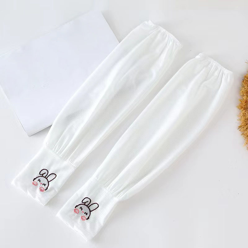 Manches de protection solaire en soie glacée pour femmes, amples et surdimensionnées, pour l'été, avec motif lapin, pour la conduite et la protection des mains