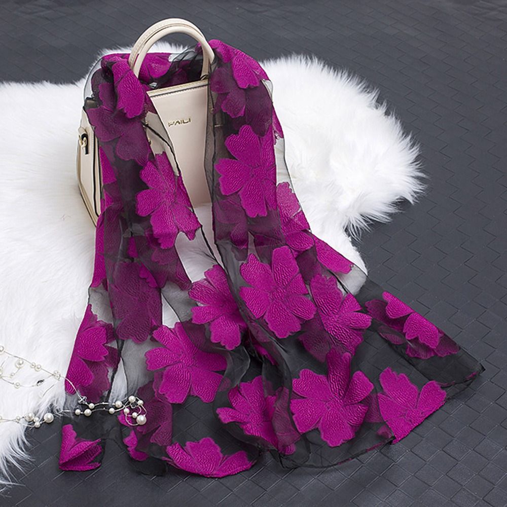 Écharpe d'été légère en soie, voile d'organza doux et transparent, pashmina respirant pour femme