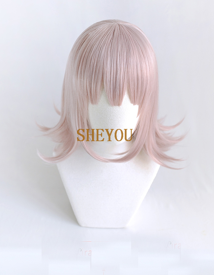 Super DanganRonpa Dangan Ronpa perruques Chiaki Nanami perruque de Cosplay synthétique rose court résistant à la chaleur + bonnet de perruque + épingle à cheveux