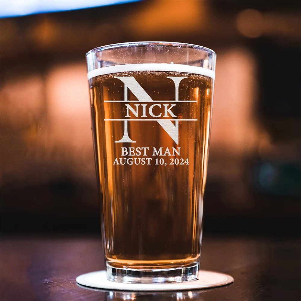 Verre de bière personnalisé pour marié, cadeaux personnalisés gravés pour hommes, idée du meilleur homme, cadeaux de fête de mariage pour lui, tasse de bière pour la fête des pères