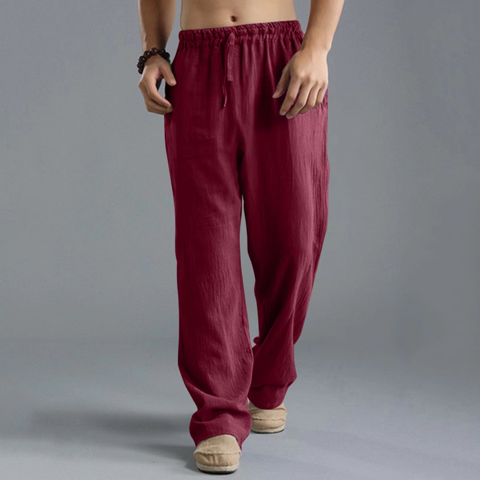 Nouveau Pantalon Homme Printemps-Été 2025 – Qualité Supérieure, Coton et Chanvre Respirant, Confortable, Décontracté, Coupe Droite, Idéal pour la Maison
