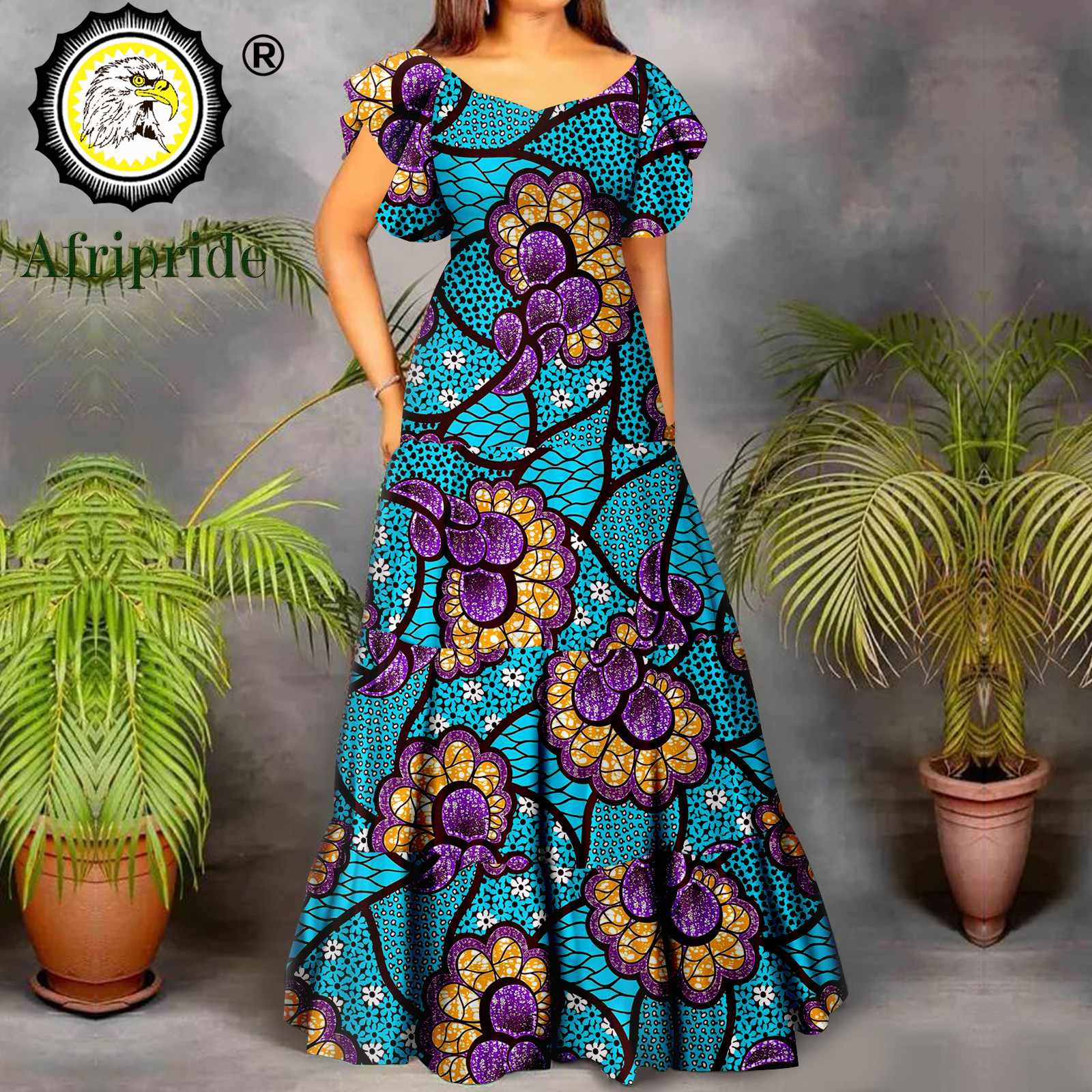 Robe africaine pour femmes, manches courtes, taille haute, Dashiki, tenue imprimée Ankara, Maxi, soirée de mariage, A2225021