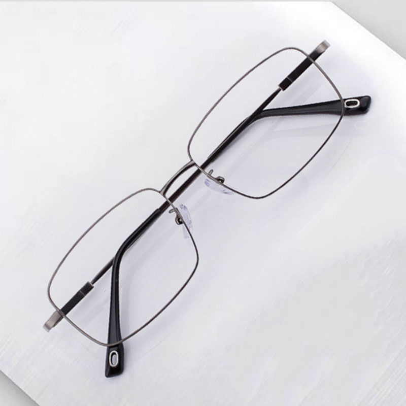 Lunettes pour hommes et femmes, grand visage, monture métallique carrée surdimensionnée, monture complète en titane, lunettes de banlieue au Design Simple