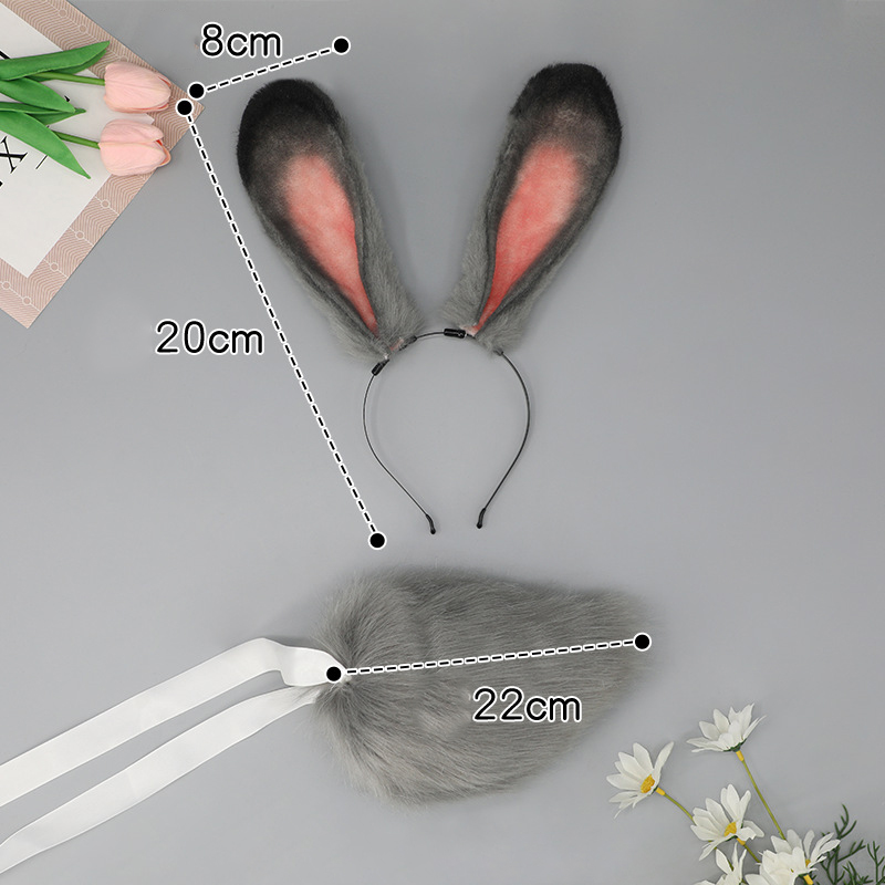 Mignon lapin queue lapin en peluche oreilles tombantes bandeau femmes Cosplay cheveux cerceau dessin animé fourrure fausse fourrure bandeaux Lolita cheveux accessoires
