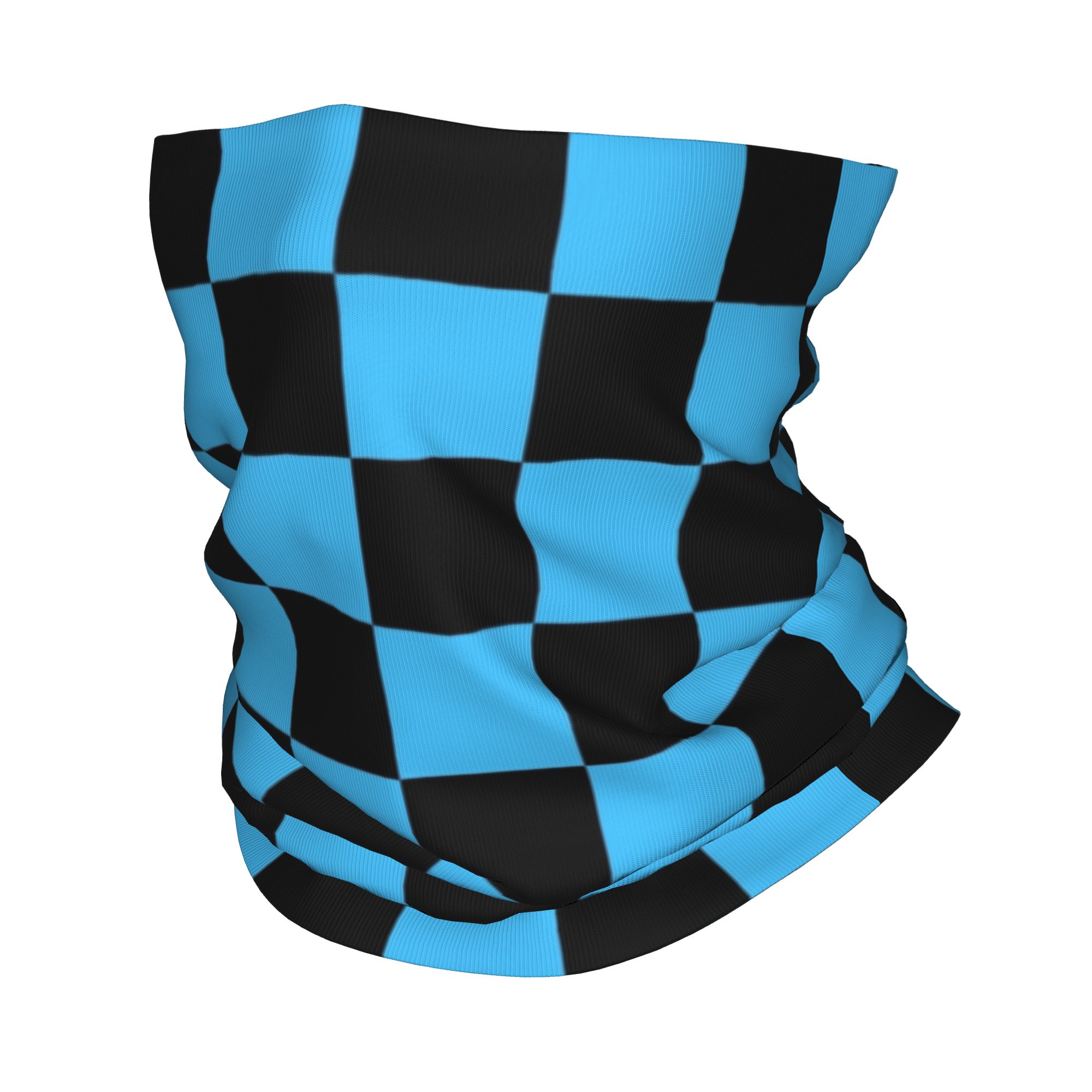 Cache-cou bandana personnalisé noir et bleu à motif damier pour le ski, la chasse, femme et homme, écharpe enveloppante, cagoule chaude à carreaux écossais