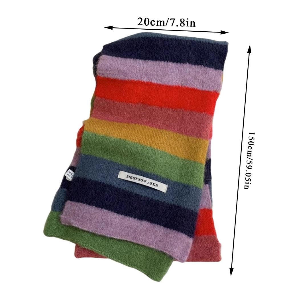 Harajuku Y2K arc-en-ciel rayé tricoté écharpe Style coréen longues écharpes automne hiver tricots châle Foulards chaud laine cou écharpe