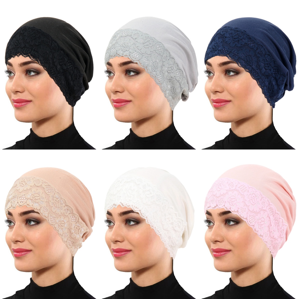 Nouveau Bonnet Turban Élastique en Dentelle 2026, Couleur Unie, Bonnet de Soin Capillaire, Chapeau Musulman, Hijab Islamique, Hijabs pour Femmes