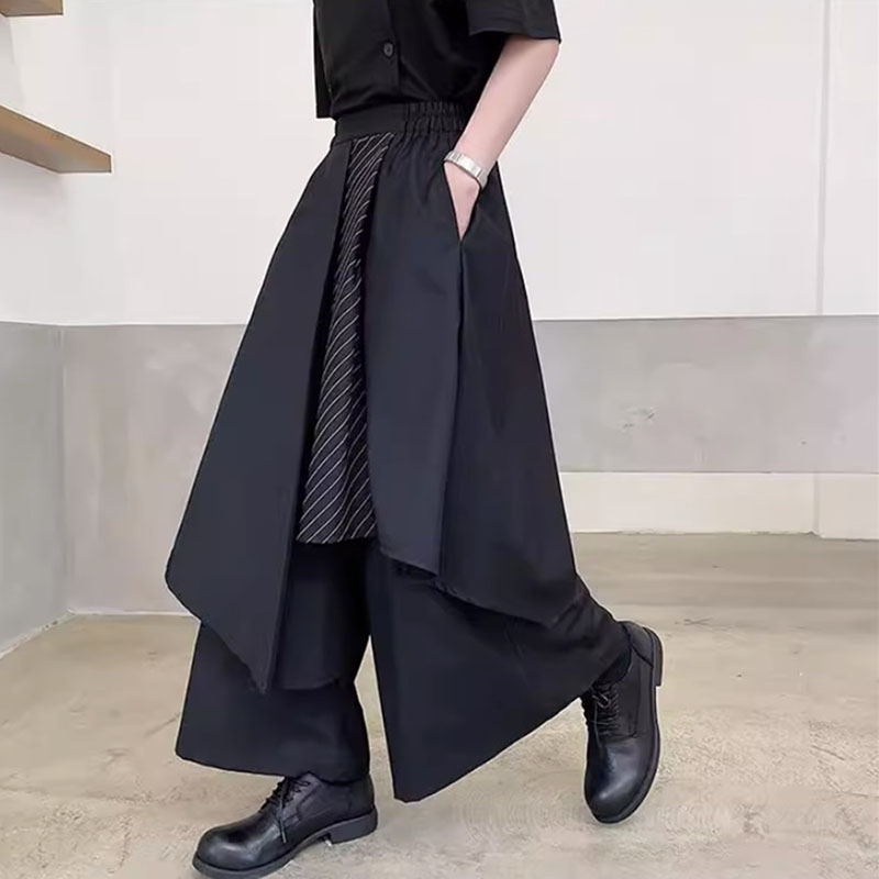 Femmes jupes pantalons japonais gothique pantalons irréguliers femmes taille haute noir pantalons longs jupes femme jupes plissées femmes vêtements