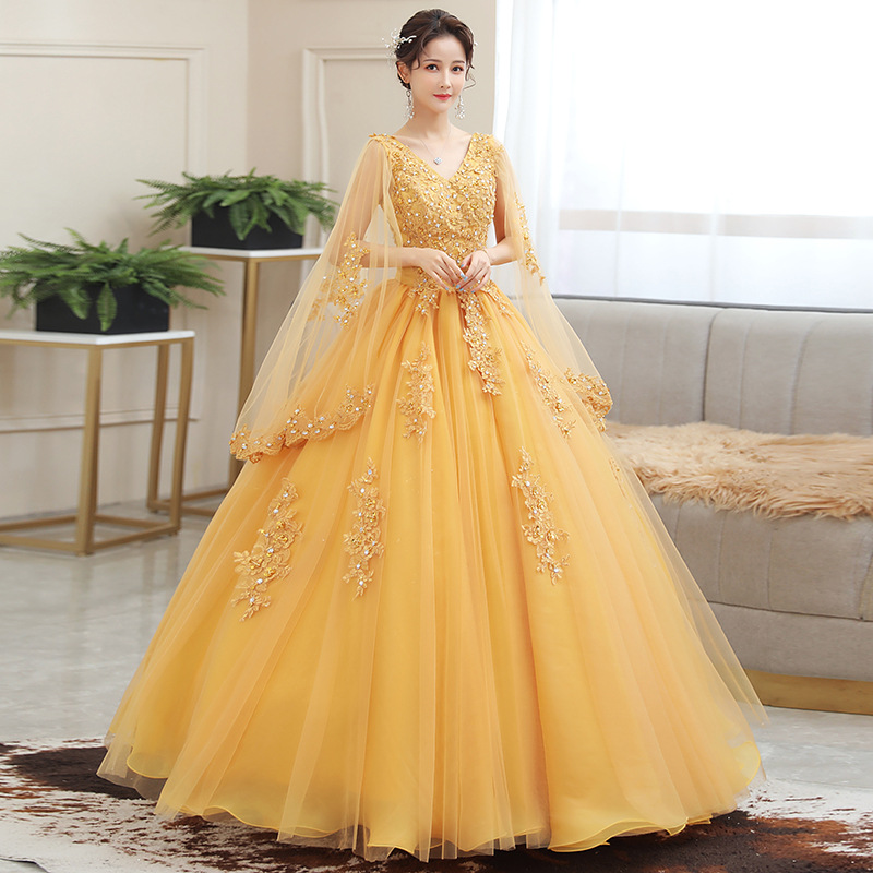 Robe de mariée brodée longue robe bouffante hôte Performance robe de remise des diplômes fête d'anniversaire mariée robe de demoiselle d'honneur robes de bal