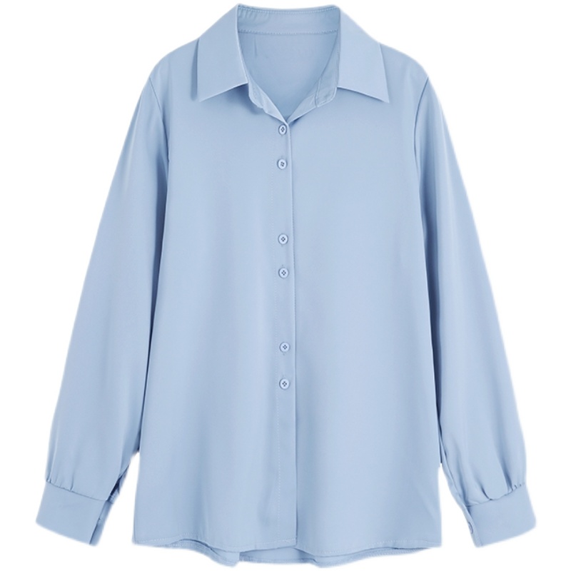 Chemises grande taille printemps été mode femme à manches longues ample solide Blouse hauts décontracté en mousseline de soie chemise femmes bureau dame chemises