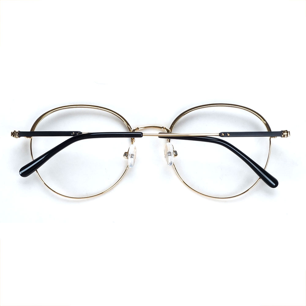 Montures de lunettes rondes de Style design pour femmes, pour la lecture/progressive/miopie, taille moyenne en métal noir doré