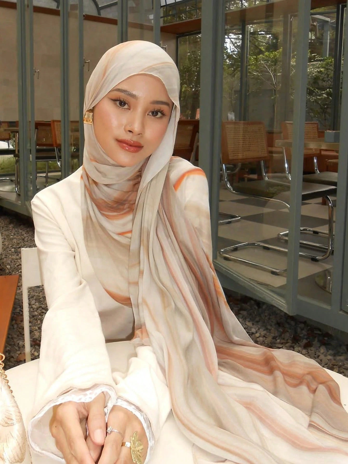 Bohème aquarelle impression Hijab femmes doux Islam Ramadan musulman Hijabs Foulard châle enveloppement Turban écharpe Foulard Photo extérieure