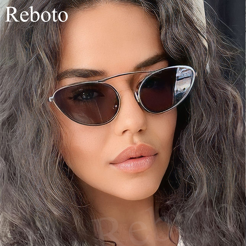 Marque de luxe lunettes de soleil œil de chat femmes 2025 mode Unique petites lunettes de soleil ovales à la mode cadre en métal Cool Triangle lunettes UV400