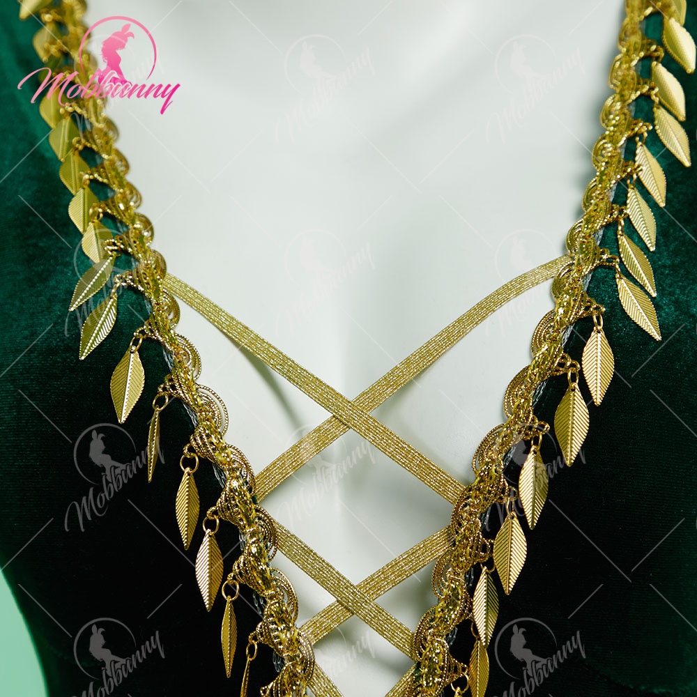 MOBBUNNY Body de lingerie sexy dérivé Triss pour femme vert style médiéval body en V profond avec casque