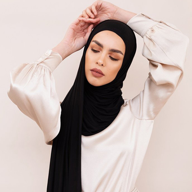 Hijab intérieur en coton de qualité supérieure, écharpe en Jersey Modal pour femmes, châles longs, une boucle instantanée, bandeau Turban de couleur unie pour femmes musulmanes