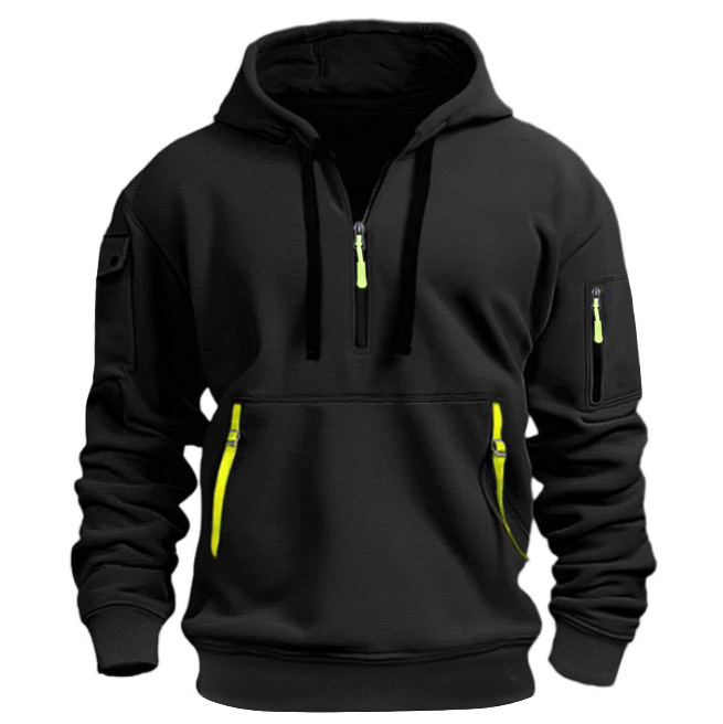 Sweat à capuche de sport décontracté pour homme, idéal pour le printemps et l’automne, de couleur unie, à manches longues, avec poche sur le bras et cordon de serrage, disponible en grandes tailles.