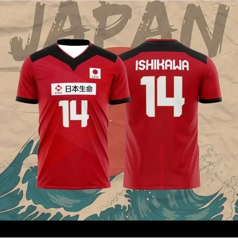Maillot de volley-ball japonais pour hommes et femmes, vêtements R.Takahashi No.21 Ishikawa No.14, T-shirt ample, décontracté, respirant, à séchage rapide