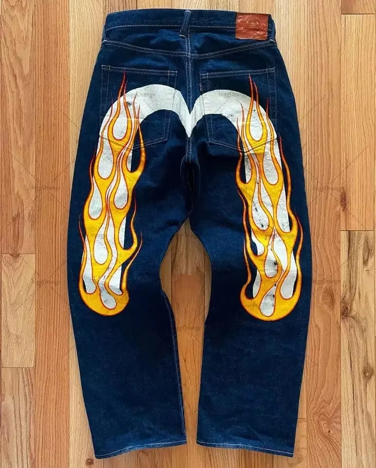 Jeans pour femmes, style gothique Y2K, streetwear rétro, cargo noir, punk vintage, imprimé Kpop, pantalon en denim à jambes larges, pantalon pour femmes