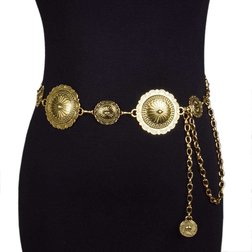 Ceinture de taille en métal pour femmes, style rétro, or et argent, chaîne de taille, look tendance, ceinture cadeau
