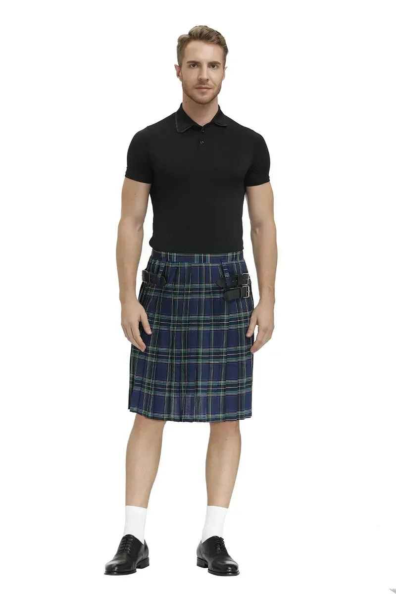 Sujet Kilt traditionnel avec ceinture bilatérale Tartan Highland plissé Homme Gothique Punk Hip-hop Pantalon Avant Garde Jupes