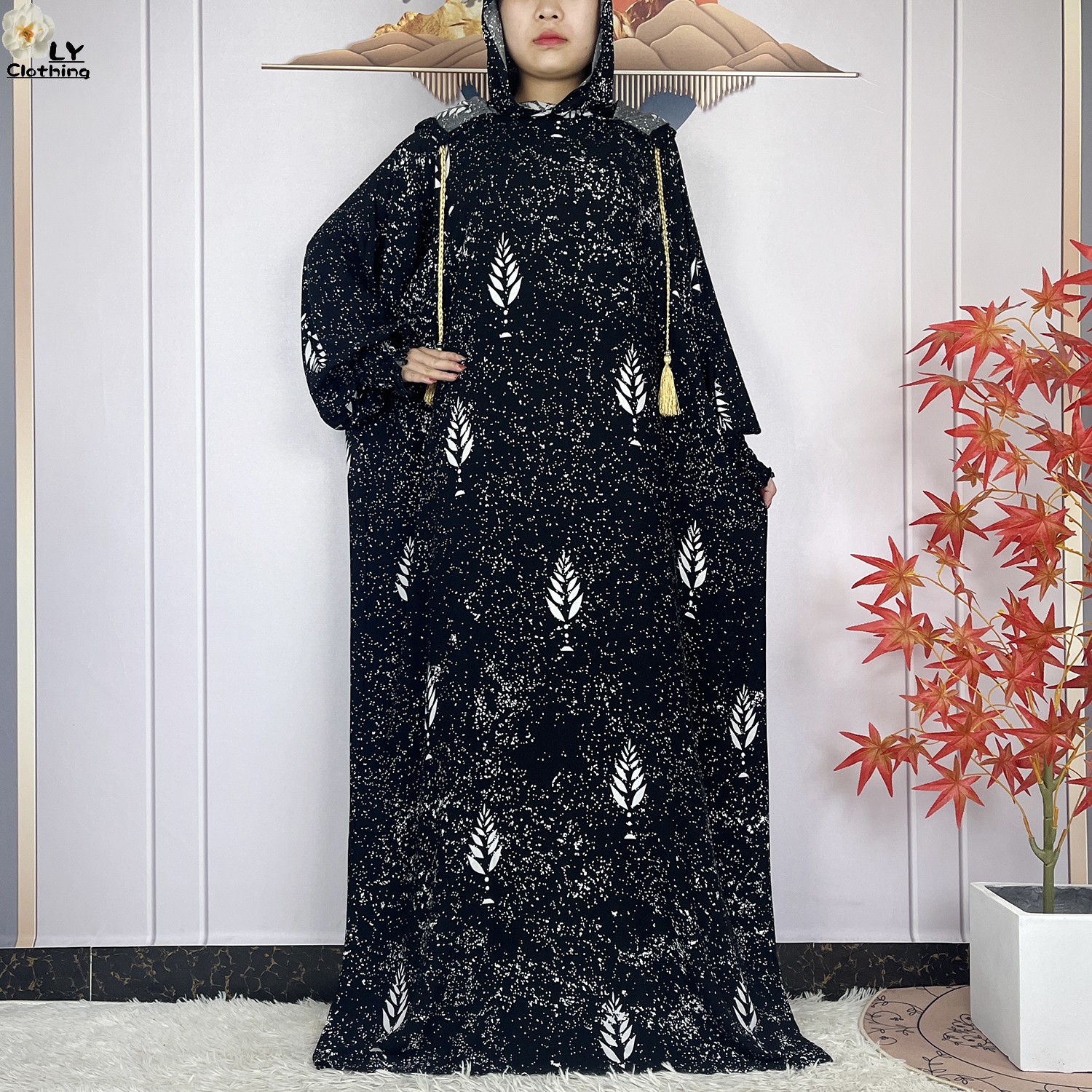 Nouveau Style africain musulman pour les femmes Ramadan prière deux pièces à capuche en coton ample à manches longues Abayas Femme Robe dubaï Islam Robe