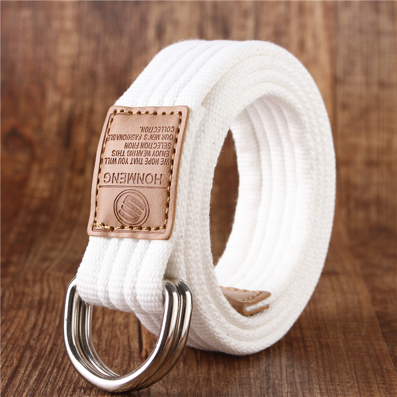 Nouvelle version coréenne pour hommes et femmes, 16 couleurs, boucle à double boucle, ceinture en toile, pantalons décontractés de 43 pouces, ceinture en toile pour pantalons pour jeunes