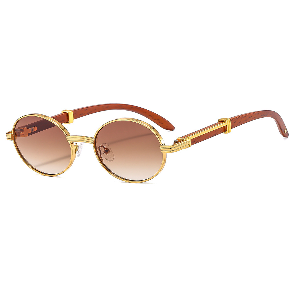 Lunettes de soleil ovales pour femmes et hommes, tendance de styliste, en bois, de luxe, Vintage, UV400