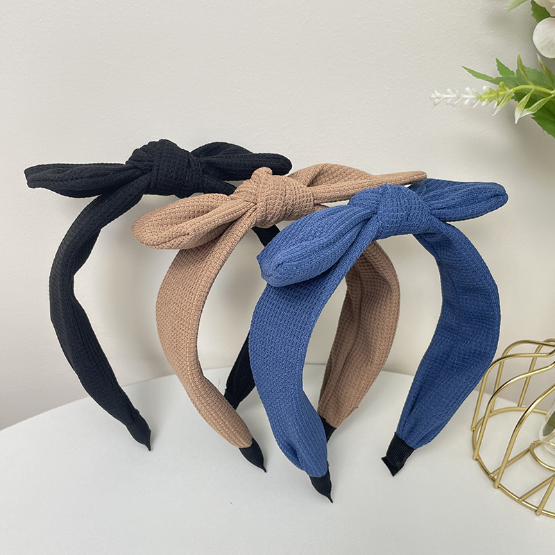 Bandeau tricoté pour femmes, Turban à gros nœud, couvre-chef de couleur unie, accessoires pour cheveux de printemps, nouvelle mode