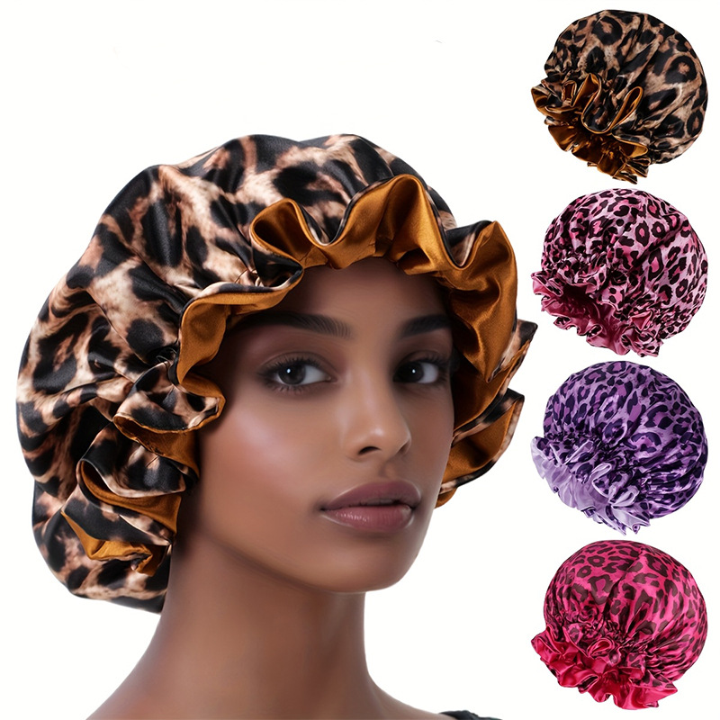 Bonnet en satin, bonnet en soie, bonnet de nuit pour dormir - Bonnet souple en satin pour cheveux naturels et bouclés des femmes