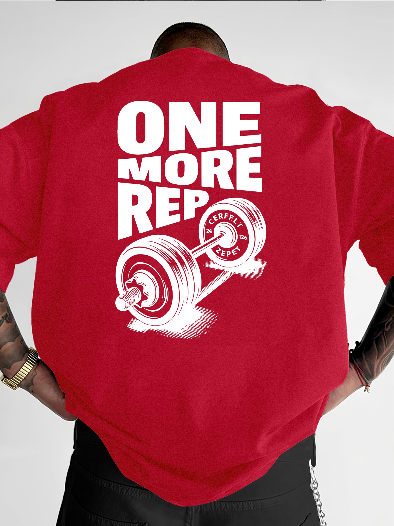 T-shirt Homme Vintage Amusant pour la Gym et l'Entraînement ONE MORE REP Musculation Streetwear Femme T-shirts Oversize Manches Courtes Coupe Ample