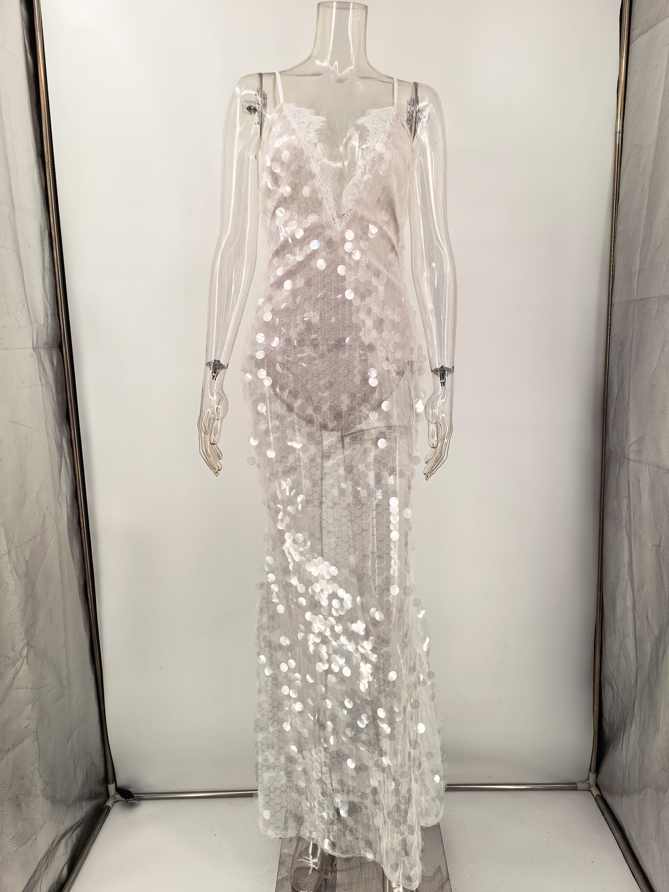 Robe longue sexy blanche dos nu à sequins pour femme – Idéale pour la plage, les anniversaires, les soirées élégantes et les fêtes – Vestidos