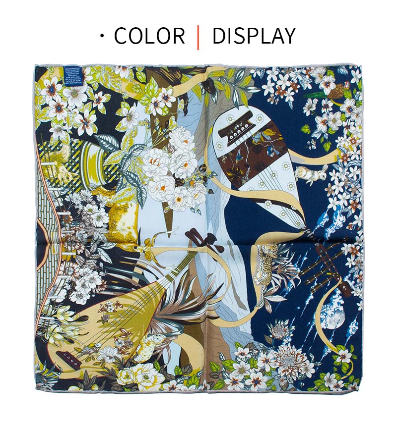 Écharpe carrée double face chaude pour femme 65x65cm 30% soie 70% laine imprimé artistique oriental châle d'hiver tour de cou