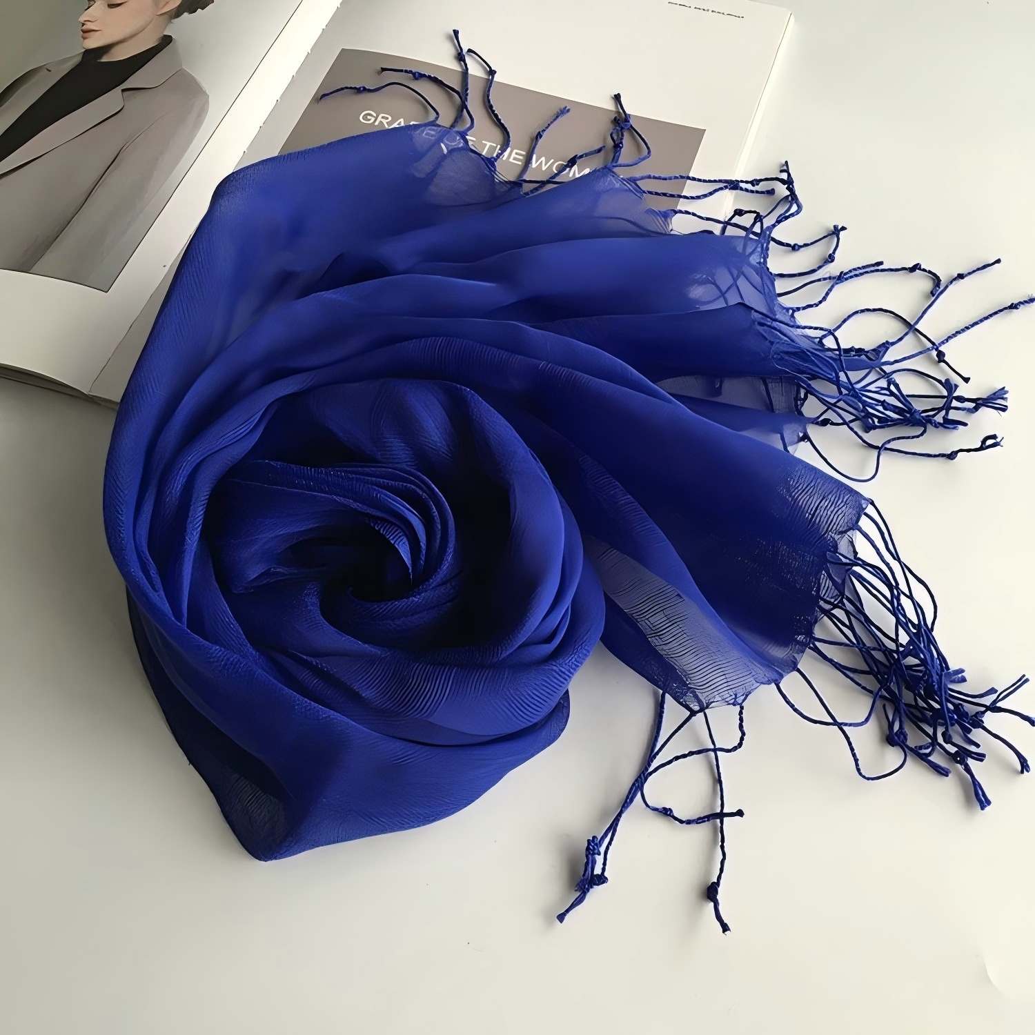 Écharpe en lin de couleur unie pour femmes, turban, hijab