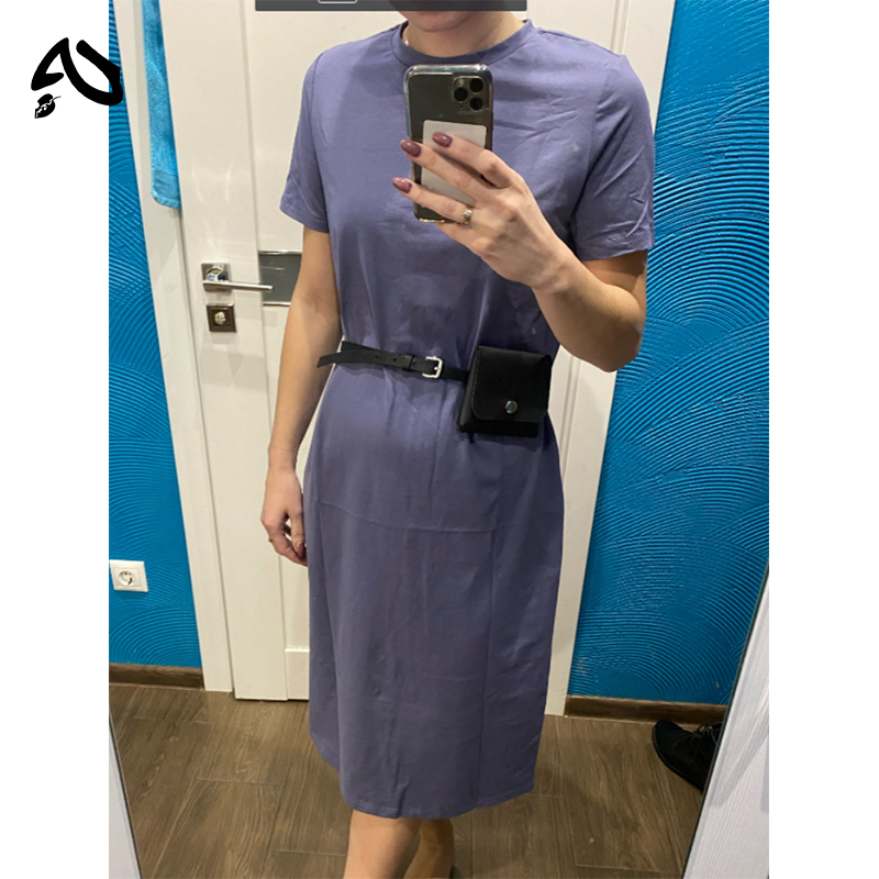 Robe T-shirt décontractée en coton pour femme, coupe ample, col rond, couleur unie, style streetwear, mode été