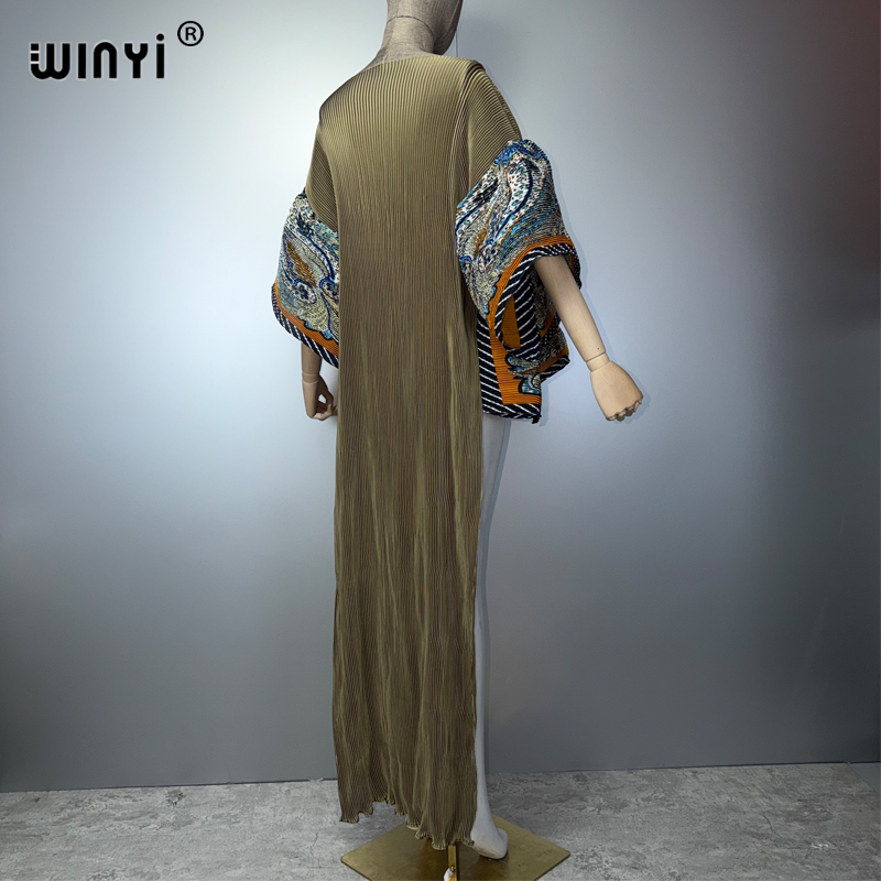 Robe plissée irrégulière WINYI pour femme, design froissé, robe ample plissée, robe de soirée maxi sexy, poncho pour femme