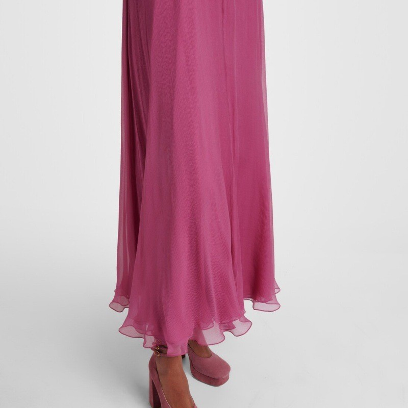 Robe d'été pour femme, robe midi en dentelle, robe d'été sans manches, robe à bretelles spaghetti, robe dos nu, coupe ajustée, rose mauve